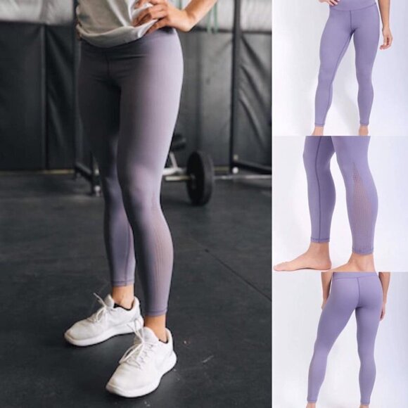 ZYIA Plum Slate Flame Light N Tight Hi-Rise Legging 7/8 Laser Cut Perforated XS - Picture 1 of 6